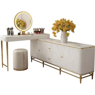 China Bedroom Combination Dressing Table Modern Luxury White Storage Cabinet Built-in Multifunctional Marble Outdoor Dressing Table for sale