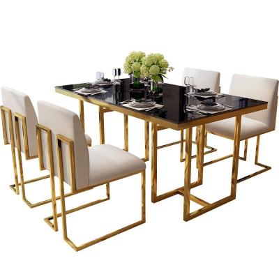 China Simple Design Luxury Modern Light Luxury Glass Dining Table Furniture Restaurant Rectangular Dining Table for sale