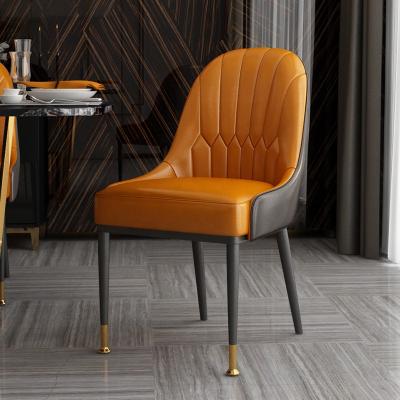 China Wholesale And Retail Luxury Modern Light Orange Leather Chair Hotel Restaurant Dining Furniture for sale