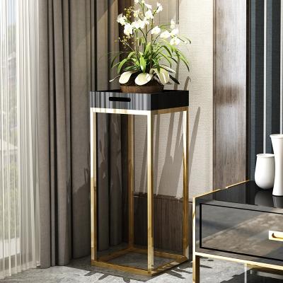 China Modern Minimalist Stainless Steel Black Flower Stand Flower Stand Balcony Frame Luxury Indoor Living Room Light for sale