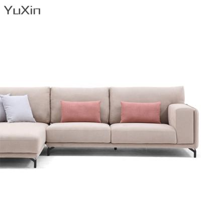 China New Foldable Modern Home Sectional Furniture Corner White Leather L Shaped Living Room Sofa Couch Set for sale