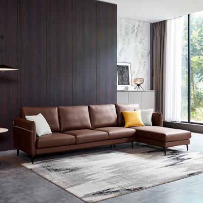 China (Others)Custom Exclusive Modern Luxury Furniture Adjustable Sets Corner Sofa Lounge Sectional Sofa Tufted L Shaped Sofa Brown Leather for sale