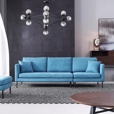 China Teal Adjustable Velvet 3 Seater (Other) Modern Fabric Living Room Sofa Set With Footstool for sale