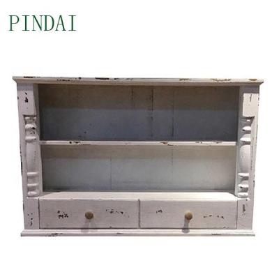 China Shabby Chic Vintage Solid Wood Rack Wall Mounted Storage Cabinet for sale