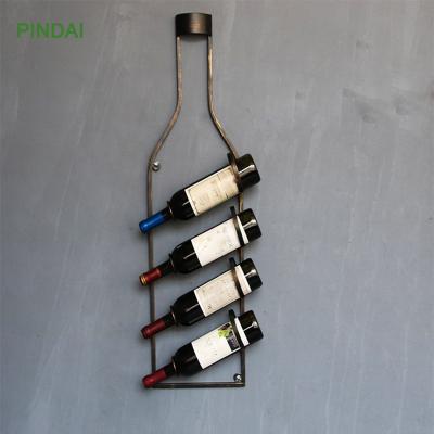 China Decorative Wine Bottle Metal Wall Rack Minimalist Floating Wine Shelf For Bar Living Room for sale