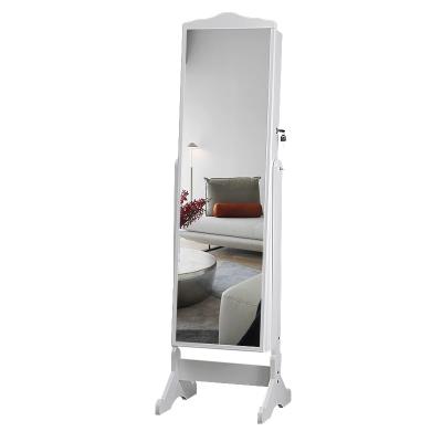 China Multifunctional Floor Stand Dressing Wood Frame Mirror Jewelry Cabinet Integral Mirror for sale