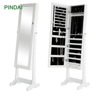 China Multi-Functional Mirror Cabinet Mirror Cabinet Wooden Floor Rack Floor Full Length Jewelry Mirror for sale