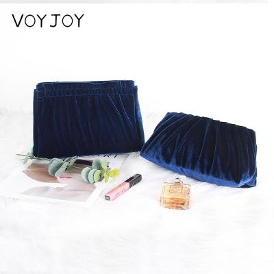 China Mini Luxury Women Ladies Blue Evening Clutch Purses Velvet Zipper Pouch Evening Theater Bag Hand Clutch Bag Goods 2021 for sale