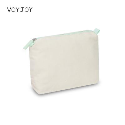 China Fashion Custom Organic Cotton Pouch Zipper Wash Toiletry Bag Organizer Make Up Small Cosmetic Bags Travel Makeup Bag With Logo for sale