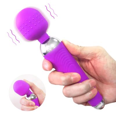 China Silicone+ABS 20 Modes Women AV Magic Wand Magic Vibrating Massager Rechargeable Handheld Personal Body Massager for sale