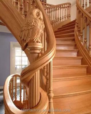 China Modern Indoor Staircase Solid Wood Solid Wood Curved Staircase Carved Solid Wood Staircase TS-48 for sale