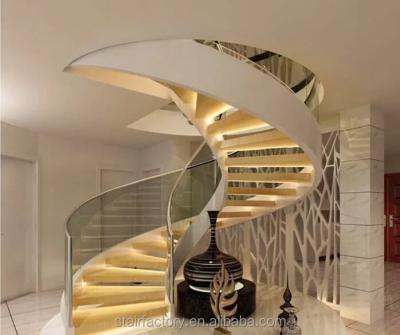 China Fashion curve shape indoor staircase, steel-wood spiral staircase, TS-147 for sale