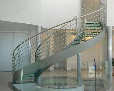 China Fashion curve shape indoor staircase, steel-wood spiral staircase, TS-148 for sale