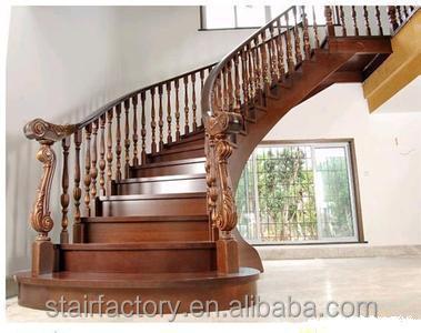 China Fashion Curve Shape Indoor European Staircase, Solid Wood Spiral Staircase, L-499 for sale