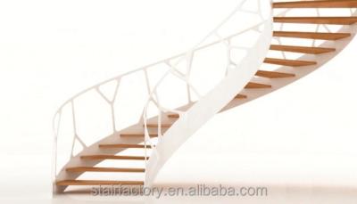 China Curved Arc Stairs Steel Structure Stringers Construction Curved Staircase Curved Steel And Wood Arc Staircase L-446 for sale