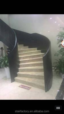 China TS-437 Building Indoor Curved Indoor Curved Iron Railings Marble Staircase Treads Arch Iron Railings Staircase for sale