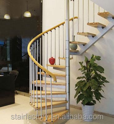 China Indoor Fashion Used Indoor Spiral Staircase, Modern Spiral Staircase, Wooden Treads, Steel Sills, L-394 for sale