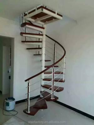 China Indoor Australia Used Indoor Wooden Spiral Stair Treads With Iron Support Stairs TS-401 for sale