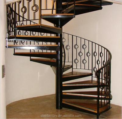 China Home House Used Spiral Staircase Used Steel-Wood Indoor Spiral Staircase Used Iron Railings Indoor Spiral Staircase TS-445 for sale