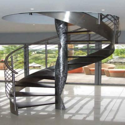 China Hotel Fashion Curve Shape Staircase, Steel-Wood Spiral Staircase, Stainless Steel Railings, L-447 for sale