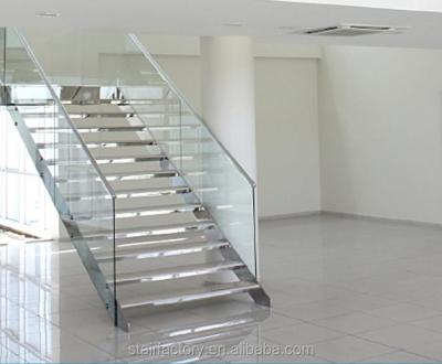 China Modern Home Bedroom Indoor Staircase Used Indoor Glass Railing Stairs Stainless Steel Indoor Treads And Glass Stairs Railing TS-376 for sale