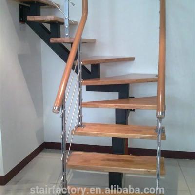 China Hotel Stringer Stairs With Wood Railing Tread and Metal Wood Railing, ts-151 for sale