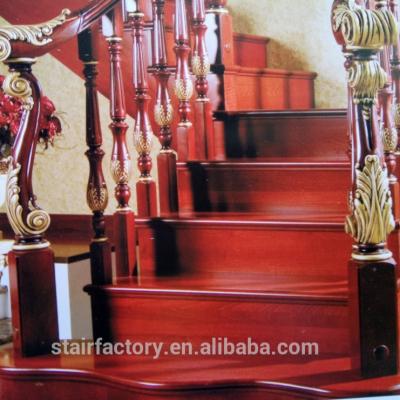 China Hotel stair modern fashion wooden stair treadTS-178 indoor solid wood carved wooden post for sale