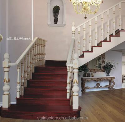 China Indoor European fashion wooden staircase, beech, oak staircase, solid wood treads, wooden railings, TS-206 for sale