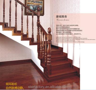 China Europe European indoor fashion wooden staircase, beech, oak staircase, solid wood treads, wooden railings, TS-203 for sale