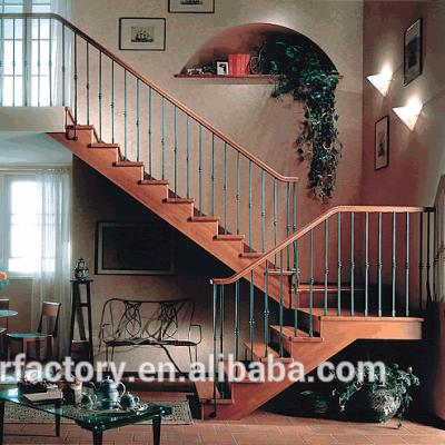 China Fashion Home Australian Indoor Stairs Double Stringer Wooden Staircases Used Treads Indoor Solid Wood Staircase L-391 for sale