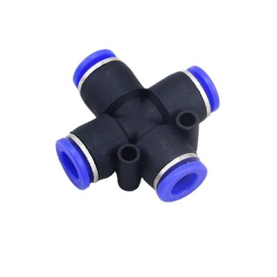 China Good Quality 4/6/8/10/12mm PZA 4 Ways Plastic Cross Joints Quick Connect Air Hose Fittings 1/2 1/4 1/8 for sale