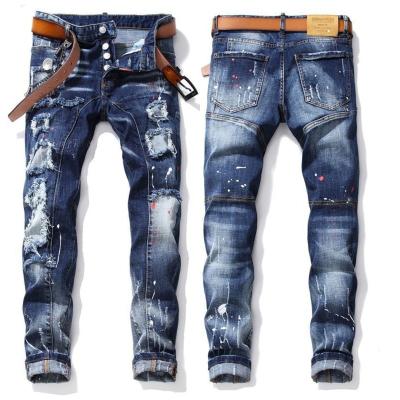 China Viable Men Straight Fit European Style Stretch Jeans Brand Mens Slim Denim Pants Zipper Blue Stretch Jeans Pants for sale