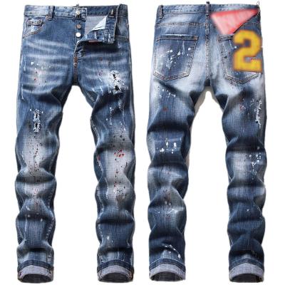 China Men's European Style Stretch Mens Viable Straight Jeans Fit Slim Blue Denim Pants Zipper Stretch Jeans Pants for sale