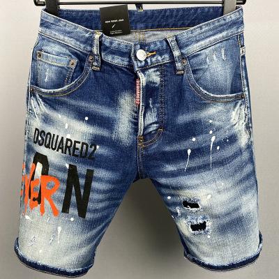 China Breathable Men Holes Blue Denim Shorts Ripped Jeans Male Stretch Straight Fit Jeans Shorts Pants High Quality Man Shorts Casual Jeans 9828 for sale