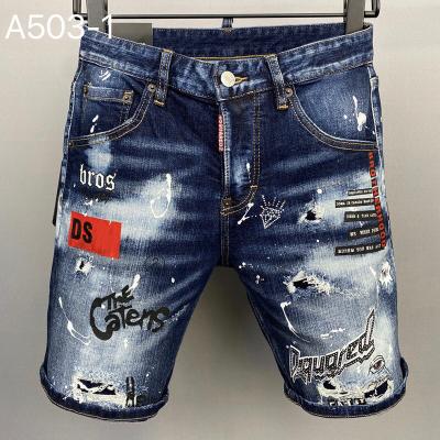 China Breathable Men's Blue Denim Shorts Holes Cotton Straight High Quality Male Stretch Jeans Shorts New Fashion Casual Shorts Jeans for sale