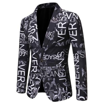 China Polyester/Cotton Mens Slim Fit Blazers To Suit New Male Jackets And Coats Letter Printing Smart Casual Suits Blazers Mens Wedding Dress Jackets for sale