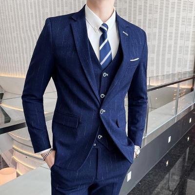 China High Quality Slim Suit Jackets+Pants+Vest Business Prom Formal Dress Men Breathable Groom Tuxedos Wedding 3 Piece Suit Sets for sale