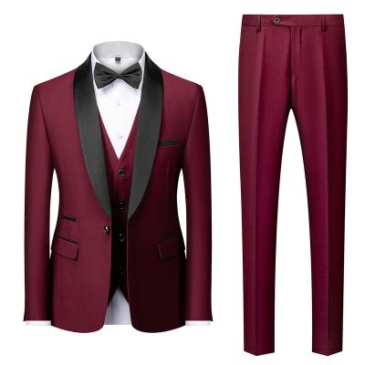 China New autumn and winter men's three-piece wedding solid anti-static suits business casual Korean version of slim men's blazers suit 6XL sets for sale