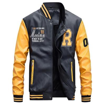 China Regular High Quality Men Embroidery Motorcycle Leather Jackets Slim Fit PU Leather Coats for sale