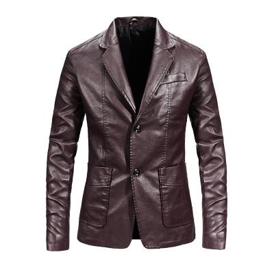 China Plus Size Men Slim Leather Jackets PU Blazers Coats Suits New Spring Fit Leather Jackets Autumn Male Business Casual Suits for sale