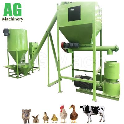 China Farms High Efficiency Factory Price 1000kg/h Feed Animal Feed Pellet Production Line for sale