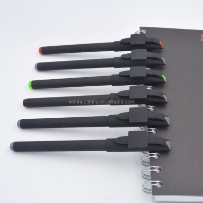 China Low price free samples normal black soft rubber custom color QR code printed gel pen for sale