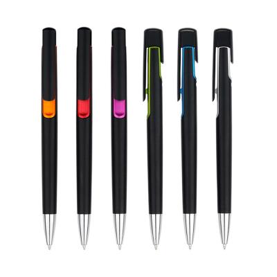 China Promotional Push Action Barrel Black Pen European Plastic Ballpoint Pen With Custom Logo for sale