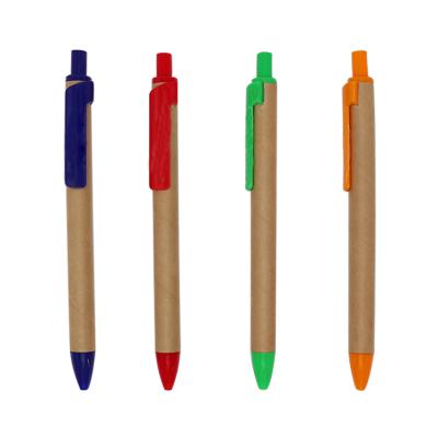 China Bio Recycled Paper Promotional Pen Barrel Ballpoint Pen Fill Replaceable Anti Skip And Smoothing Writing for sale