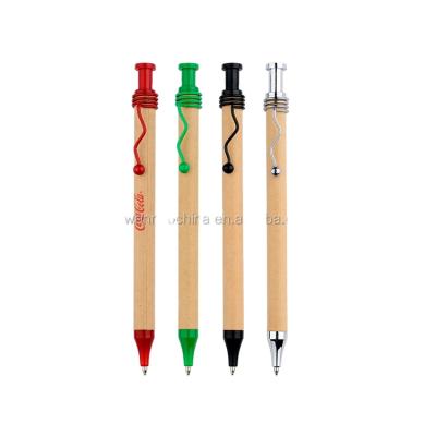 China Promotional Pen Eco Recyclable Biodegradable Metal Clip Paper Ball Pens With Printed Logo for sale