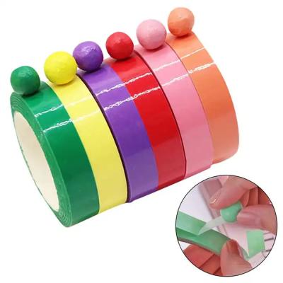 China Heat-Resistant 12mm*30M Candy Color Decompress the Sticky Color Tape Ball Adhesive For Kids Anti Stress Toys for sale