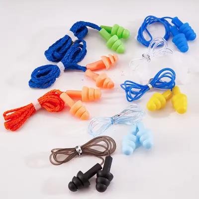 China Rubber 2024 Soundproof Reusable Silicone Earplugs Hearing Protection Waterproof Swimming Ear Protection Ear Plugs for sale