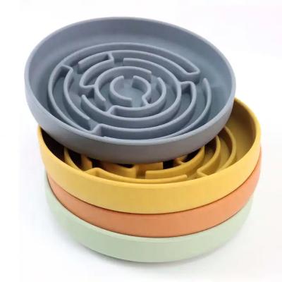 China Sustainable Custom New Maze Design Outward Fun Dogs Food Licking Puzzle Bowls Silicone Pet Slow Feeder Dog Bowl for sale