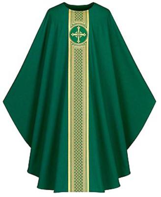 China Church Wear Jacquard Fabric Fiddleback Chasuble Plain Fiddleback Chasuble for sale