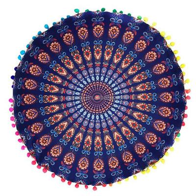 China Simple Indian Mandala Floor Pillows Round Bohemian Cushion Pillow Cover Case Color Textile Pillow 43*43CM for sale